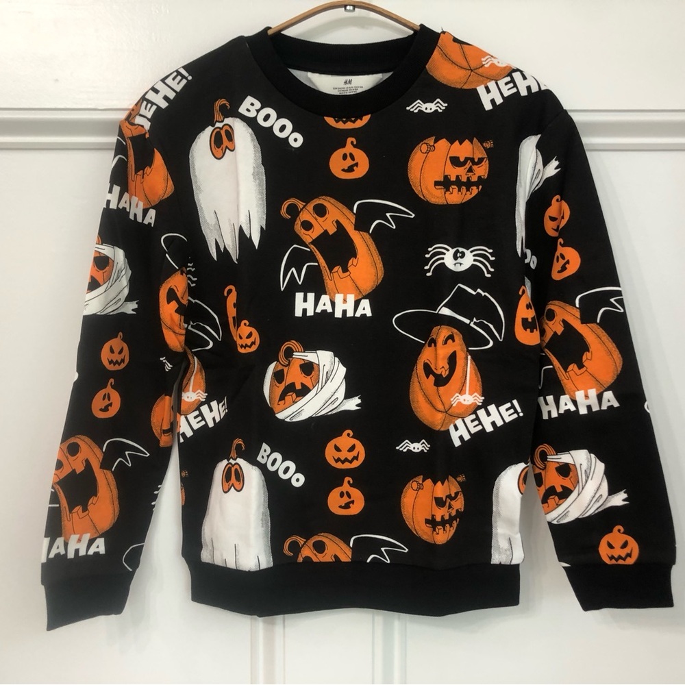 H&M Halloween Pumpkin Graphic Crewneck Sweater 8/10